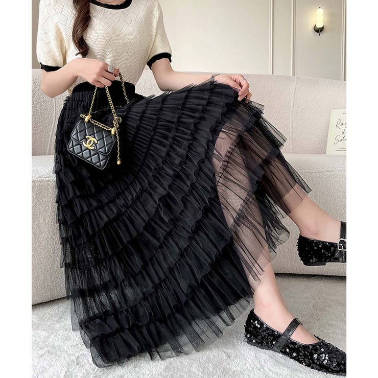 【Jasmine】フリルチュールティアードロングスカート Jasmine Gra… | aimoha  | 詳細画像9 