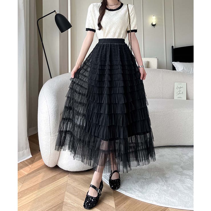 【Jasmine】フリルチュールティアードロングスカート Jasmine Gra… | aimoha  | 詳細画像10 