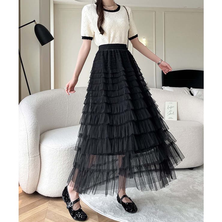 【Jasmine】フリルチュールティアードロングスカート Jasmine Gra… | aimoha  | 詳細画像11 