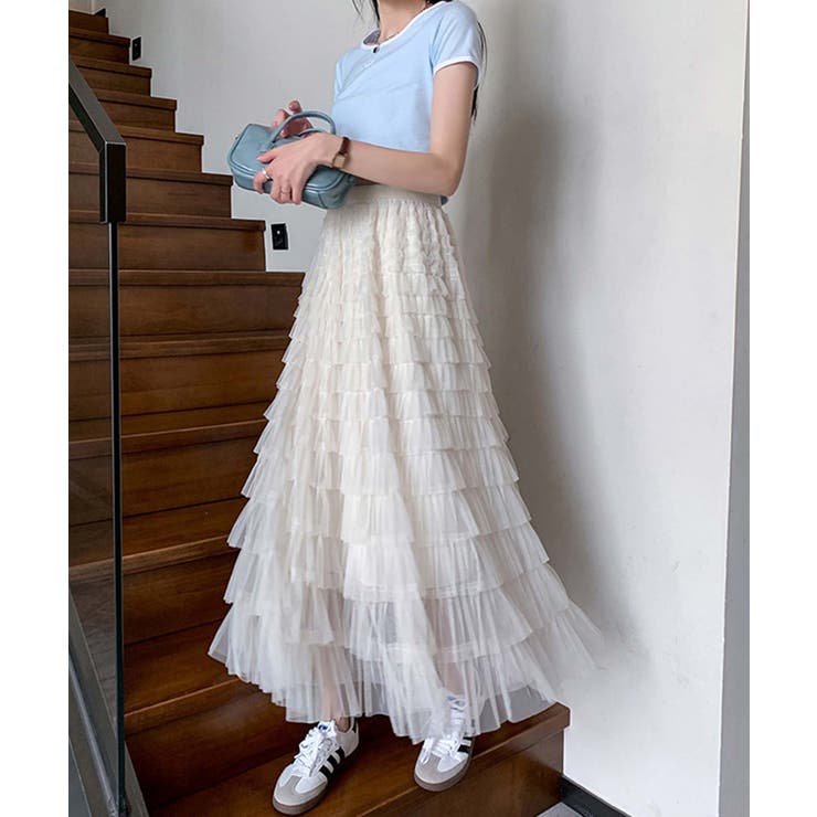 【Jasmine】フリルチュールティアードロングスカート Jasmine Gra… | aimoha  | 詳細画像20 