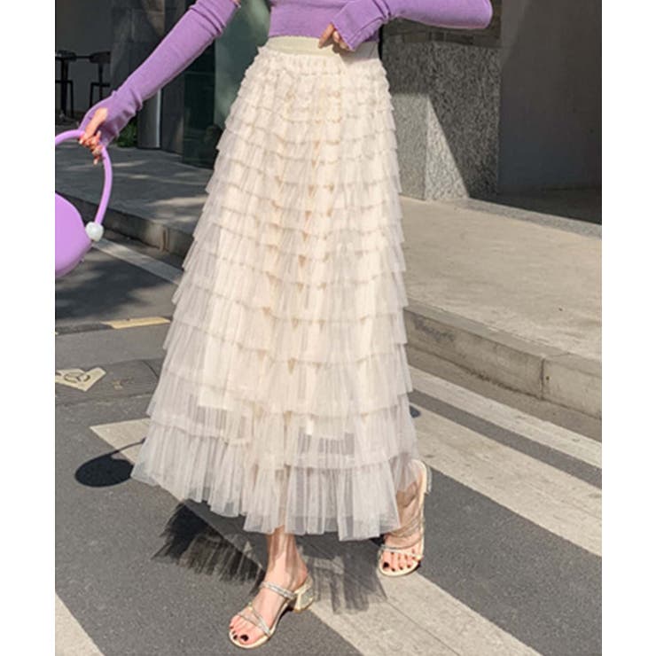 【Jasmine】フリルチュールティアードロングスカート Jasmine Gra… | aimoha  | 詳細画像23 