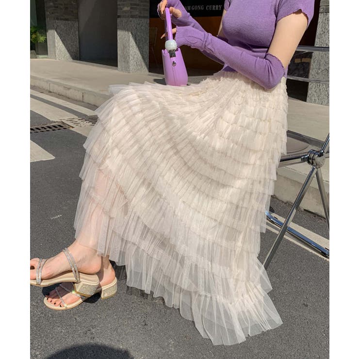 【Jasmine】フリルチュールティアードロングスカート Jasmine Gra… | aimoha  | 詳細画像27 