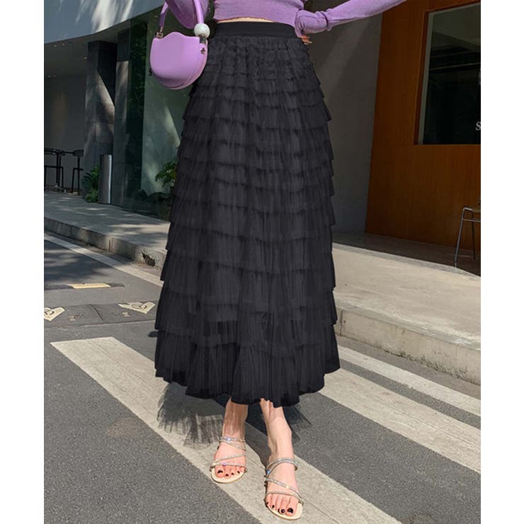 【Jasmine】フリルチュールティアードロングスカート Jasmine Gra… | aimoha  | 詳細画像6 