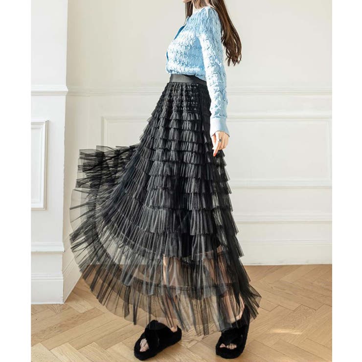 【Jasmine】フリルチュールティアードロングスカート Jasmine Gra… | aimoha  | 詳細画像7 