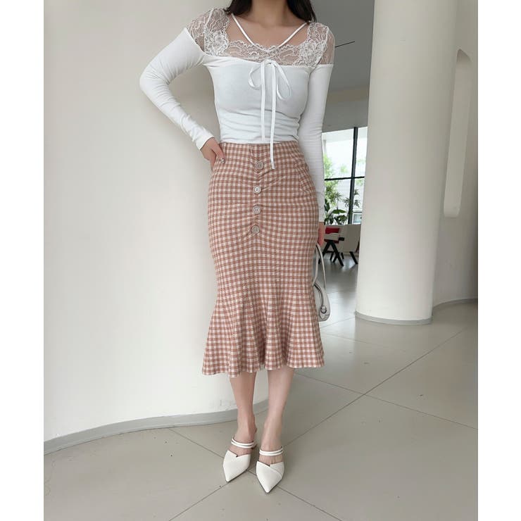 【Jasmine】チェック柄ニットマーメイドスカート Jasmine Grand… | aimoha  | 詳細画像10 