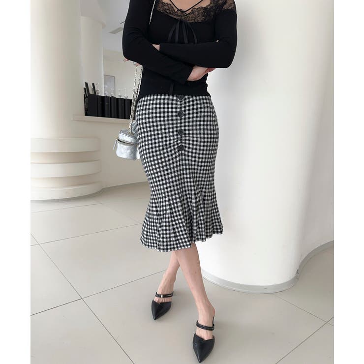 【Jasmine】チェック柄ニットマーメイドスカート Jasmine Grand… | aimoha  | 詳細画像6 