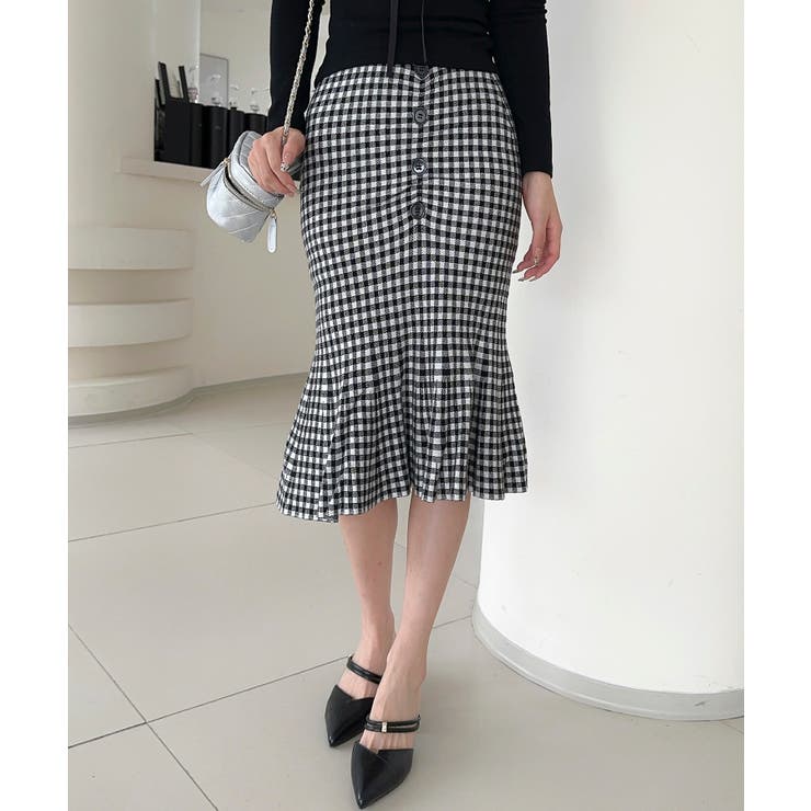 【Jasmine】チェック柄ニットマーメイドスカート Jasmine Grand… | aimoha  | 詳細画像4 