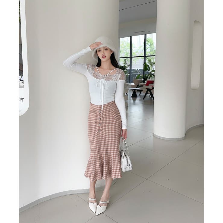 【Jasmine】チェック柄ニットマーメイドスカート Jasmine Grand… | aimoha  | 詳細画像11 