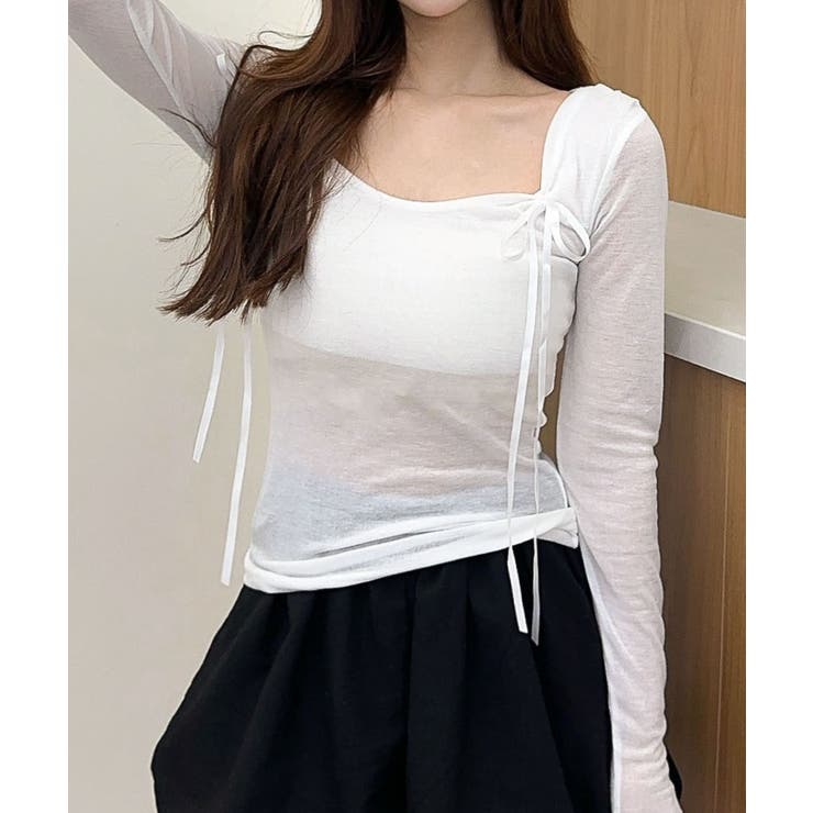 【Jasmine】リボンスリムTシャツ | aimoha  | 詳細画像16 