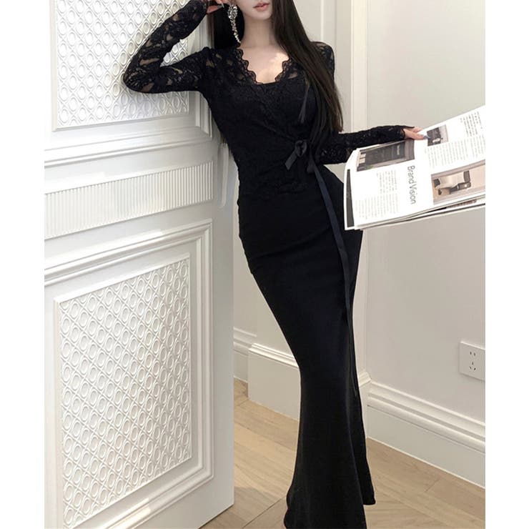 ブラック | 【Jasmine】シアーレーストップス＋スウェットキャミワンピース Jasmin… | aimoha 