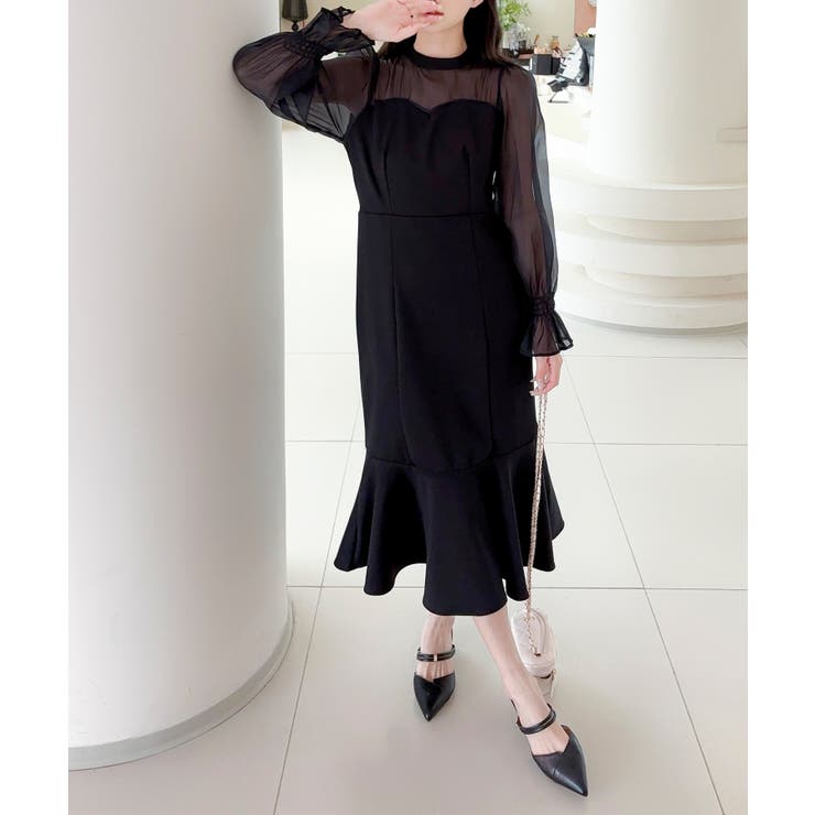 【Jasmine】キャンディースリーブマーメイドコンビワンピース | aimoha  | 詳細画像3 