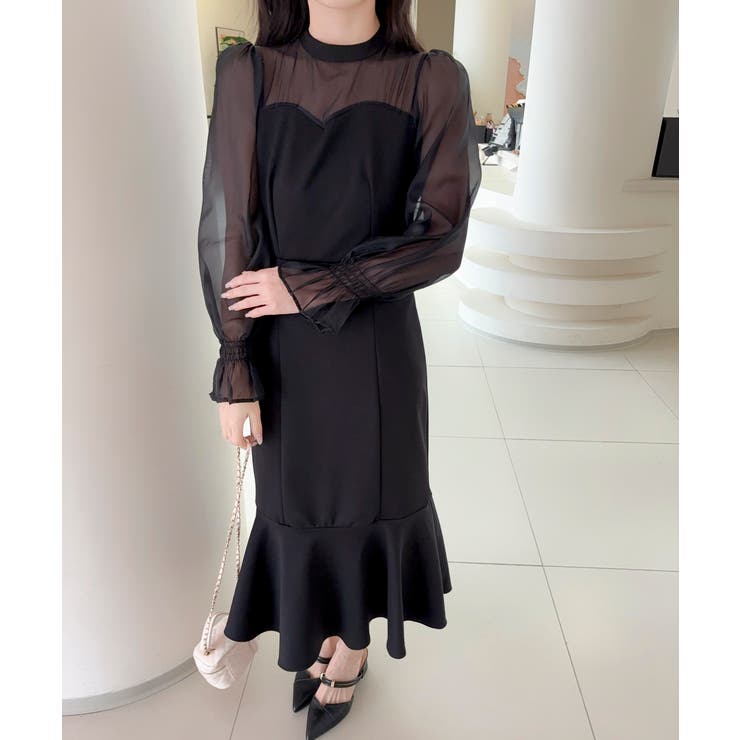 【Jasmine】キャンディースリーブマーメイドコンビワンピース | aimoha  | 詳細画像5 