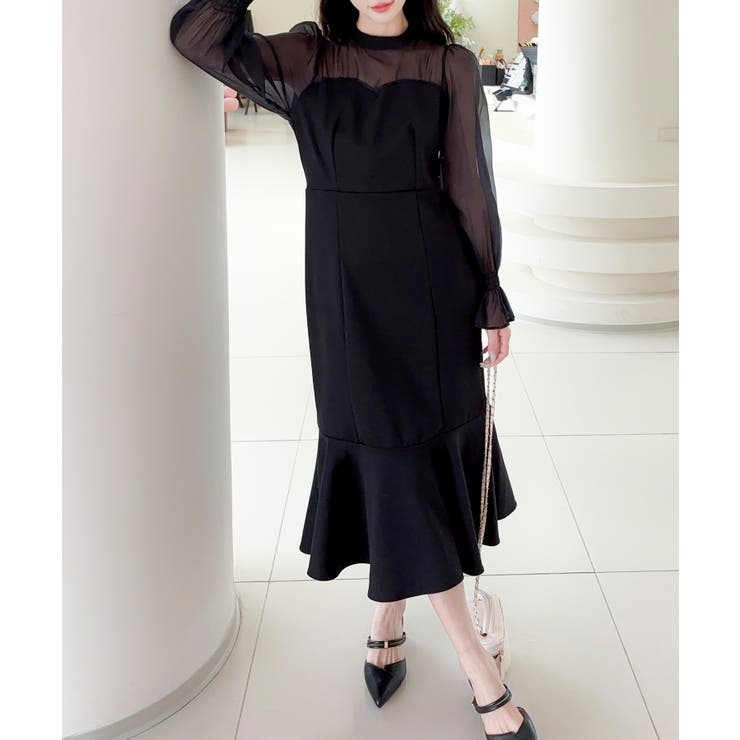 【Jasmine】キャンディースリーブマーメイドコンビワンピース | aimoha  | 詳細画像2 