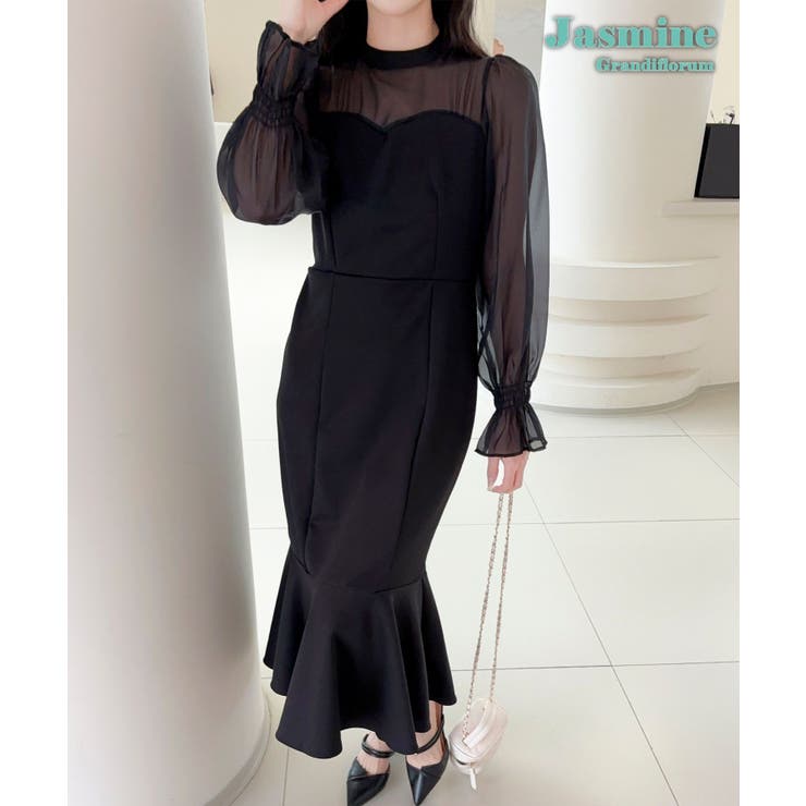 【Jasmine】キャンディースリーブマーメイドコンビワンピース | aimoha  | 詳細画像1 