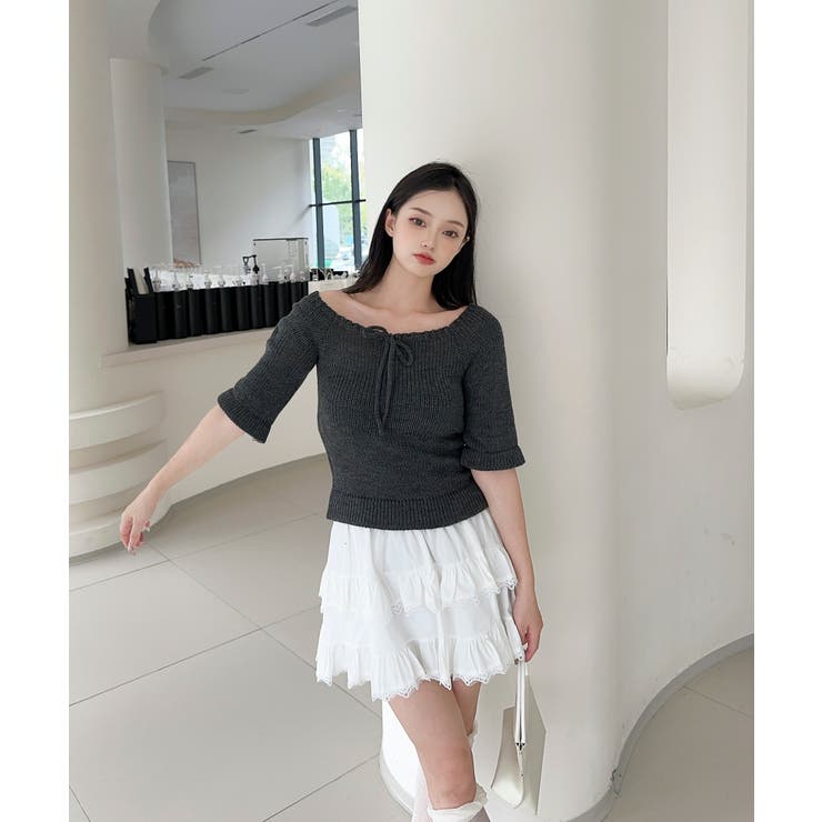 2WAYフロントリボンニットプルオーバー | aimoha  | 詳細画像1 