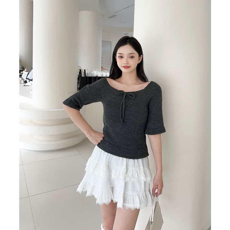 2WAYフロントリボンニットプルオーバー | aimoha  | 詳細画像2 