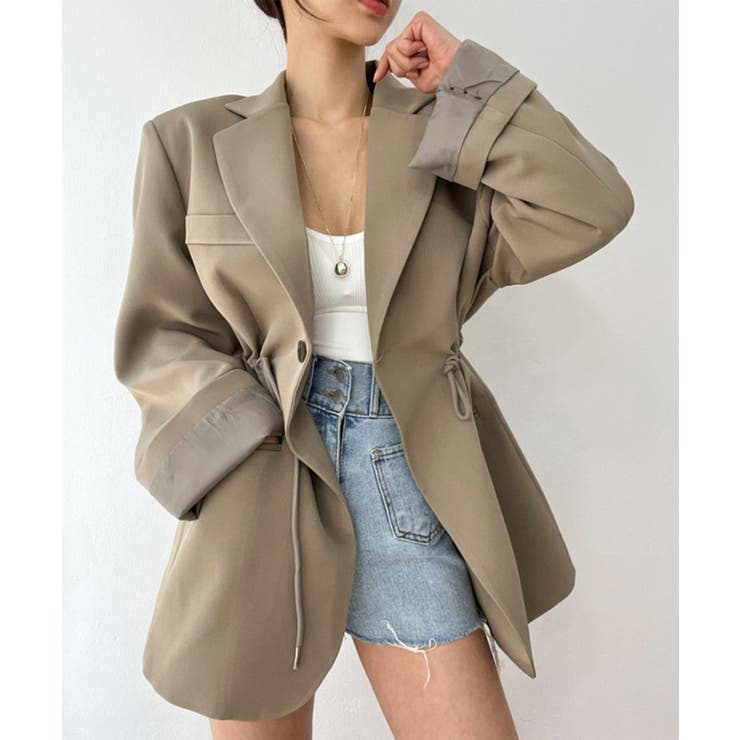 ベージュ | 【Jasmine】ドロストテーラードシャケット Jasmine Grandifl… | aimoha 