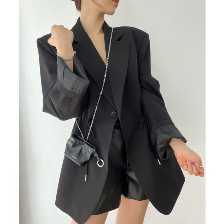 ブラック | 【Jasmine】ドロストテーラードシャケット Jasmine Grandifl… | aimoha 