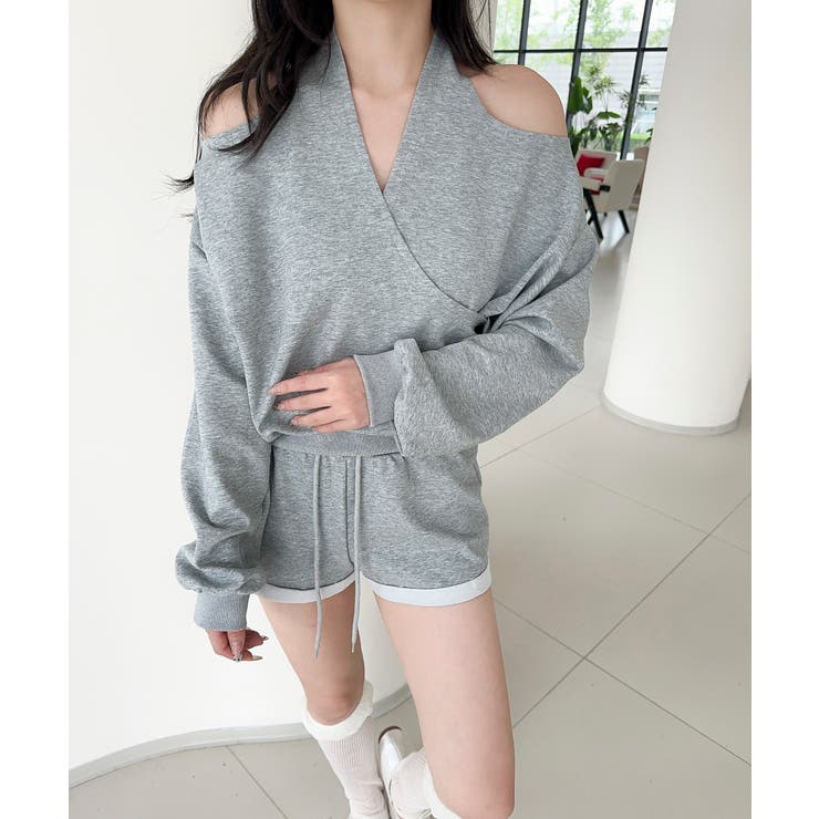 【Jasmine】肩見せスウェット+ウェットショートパンツ | aimoha  | 詳細画像7 