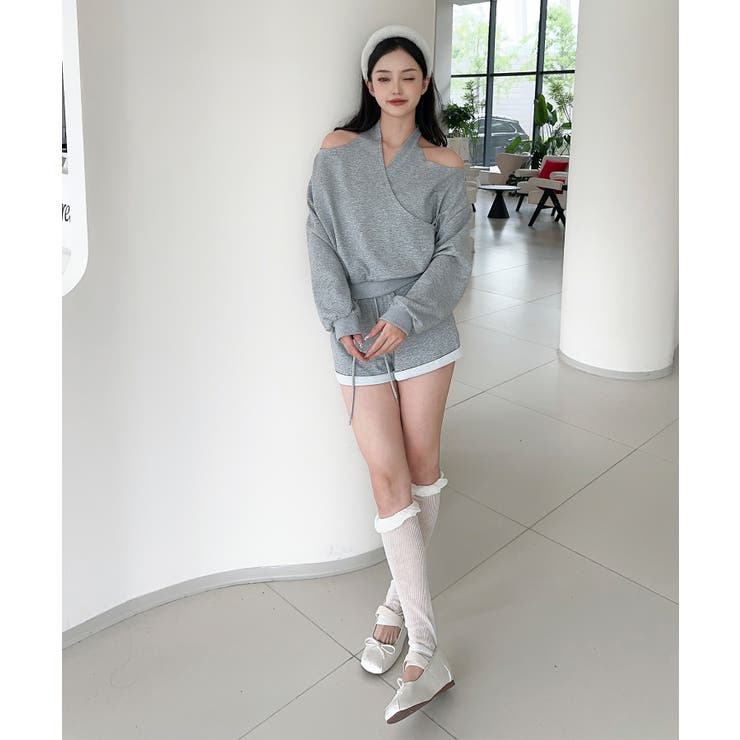 【Jasmine】肩見せスウェット+ウェットショートパンツ | aimoha  | 詳細画像3 