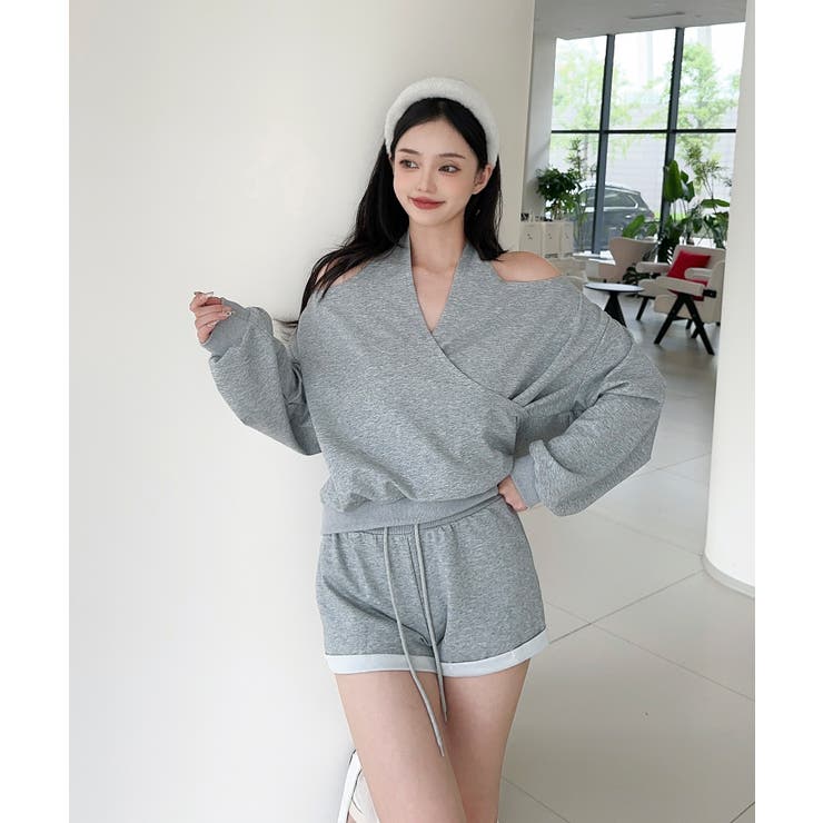 【Jasmine】肩見せスウェット+ウェットショートパンツ | aimoha  | 詳細画像6 