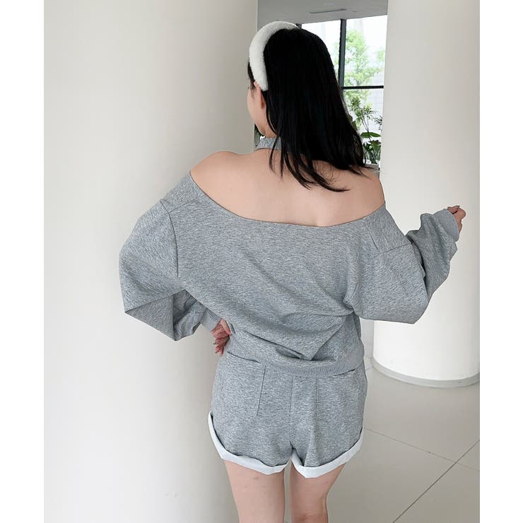 【Jasmine】肩見せスウェット+ウェットショートパンツ | aimoha  | 詳細画像4 