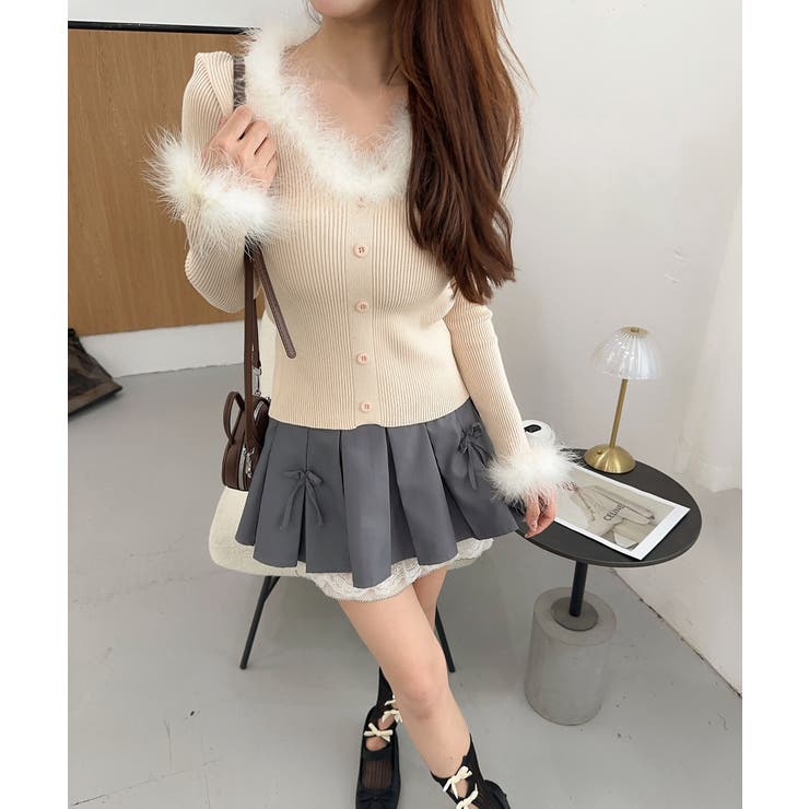 ホワイト | ファー付ニットプルオーバー Jasmine Grandiflorum | aimoha 