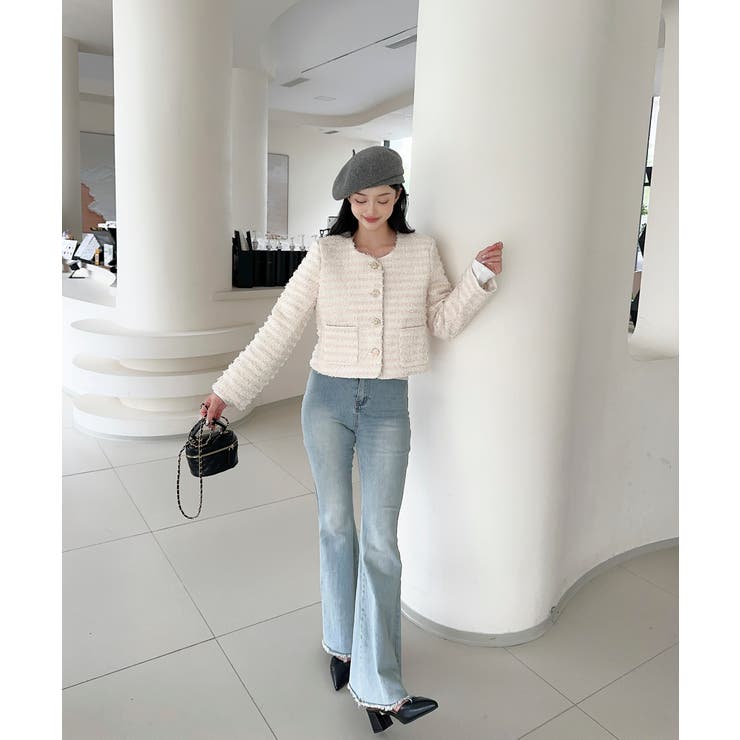 フリンジノーカラージャケット Jasmine Grandiflorum | aimoha  | 詳細画像12 