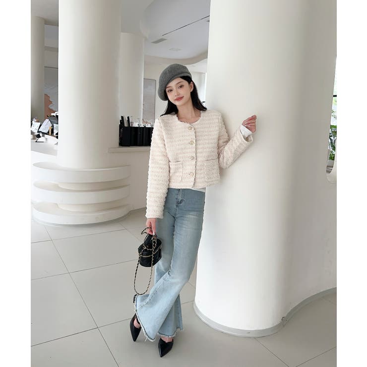 フリンジノーカラージャケット Jasmine Grandiflorum | aimoha  | 詳細画像14 