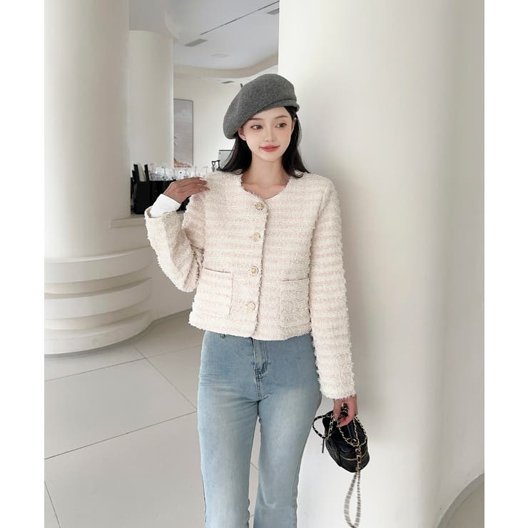 フリンジノーカラージャケット Jasmine Grandiflorum | aimoha  | 詳細画像13 