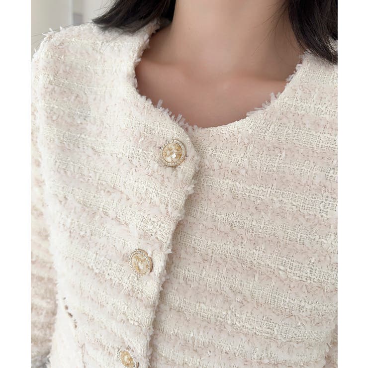 フリンジノーカラージャケット Jasmine Grandiflorum | aimoha  | 詳細画像9 