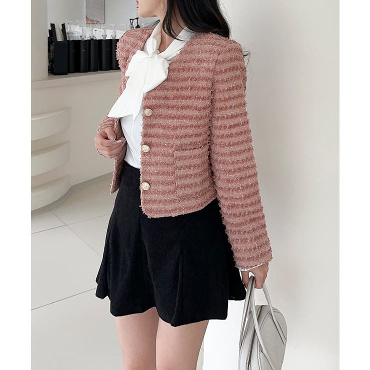 フリンジノーカラージャケット Jasmine Grandiflorum | aimoha  | 詳細画像1 