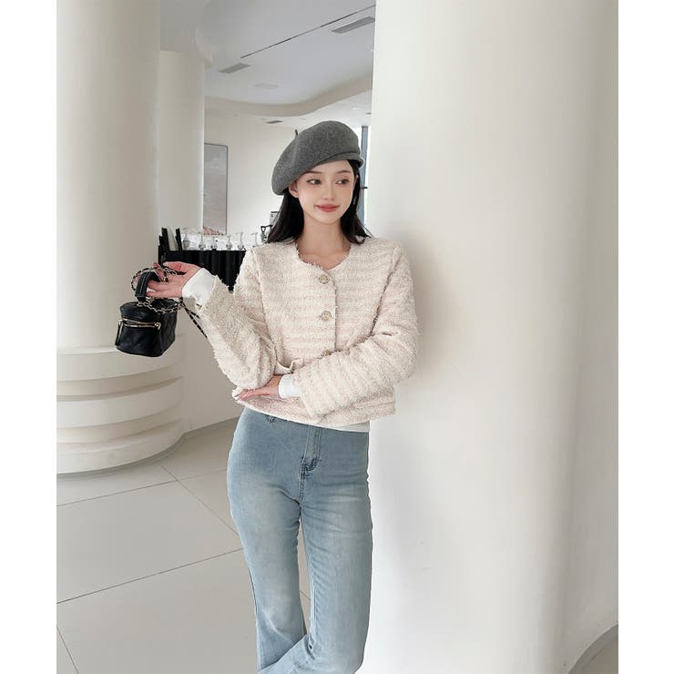 フリンジノーカラージャケット Jasmine Grandiflorum | aimoha  | 詳細画像11 