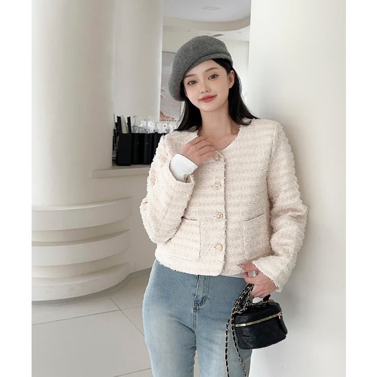 フリンジノーカラージャケット Jasmine Grandiflorum | aimoha  | 詳細画像10 