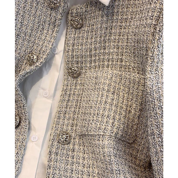 【Jasmine】千鳥柄ノンカラージャケット＋グロップドシャツベスト | aimoha  | 詳細画像14 