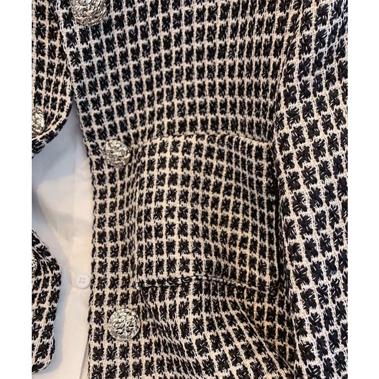 【Jasmine】千鳥柄ノンカラージャケット＋グロップドシャツベスト | aimoha  | 詳細画像3 