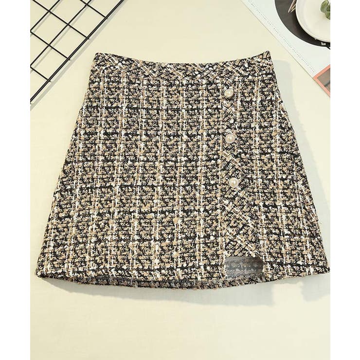 ベージュ | ツイード風ミニタイトスカート Jasmine Grandiflorum | aimoha 