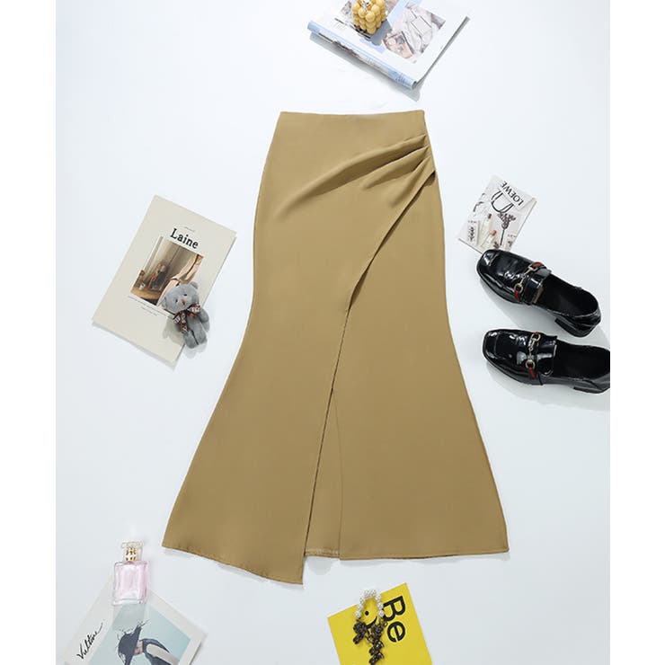 ベージュ | 【Jasmine】フロントスリットマーメイドロングスカート Jasmine Gr… | aimoha 