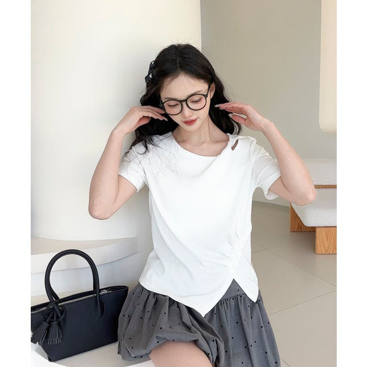 【Jasmine】カットアウトアシメトリーデザインTシャツ | aimoha  | 詳細画像11 