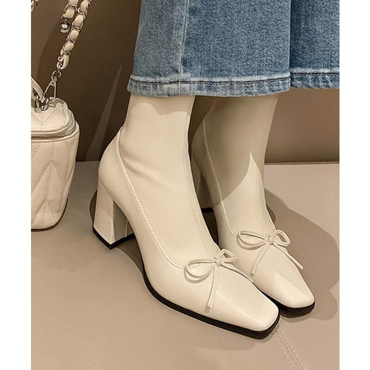 オフホワイト | 【Jasmine】リボンショートブーツ Jasmine Grandiflorum | aimoha 