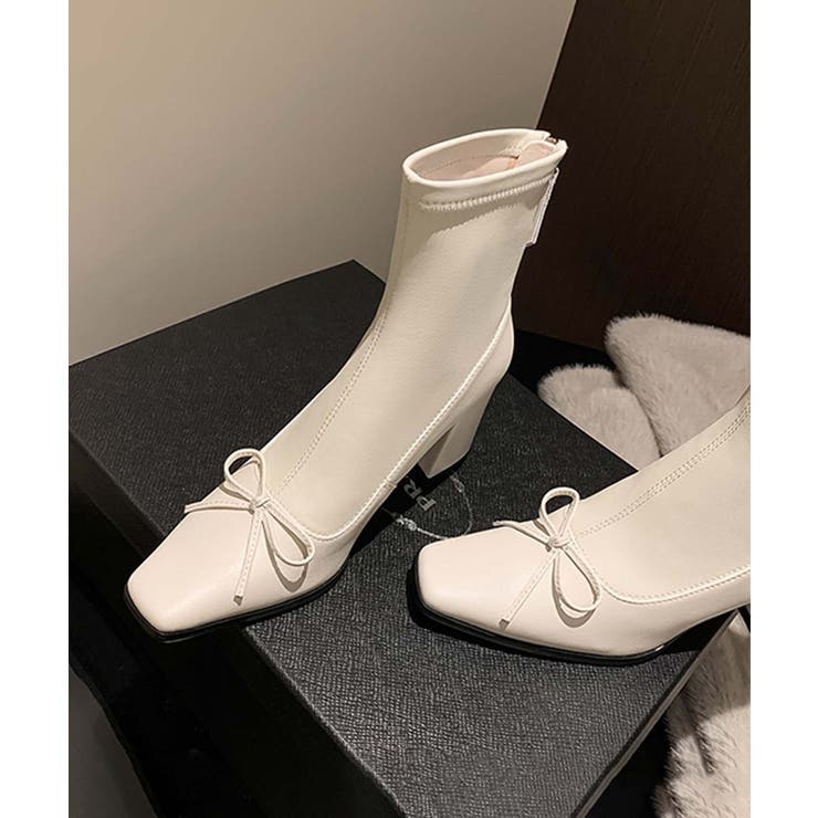 【Jasmine】リボンショートブーツ Jasmine Grandiflorum | aimoha  | 詳細画像1 