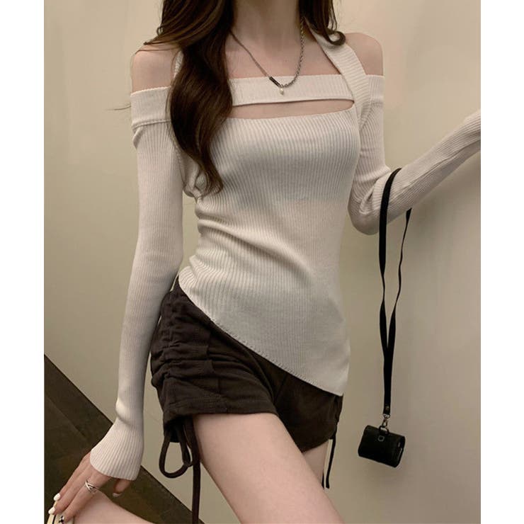 【Jasmine】オフショル胸カットアウトニットトップス Jasmine Gra… | aimoha  | 詳細画像7 