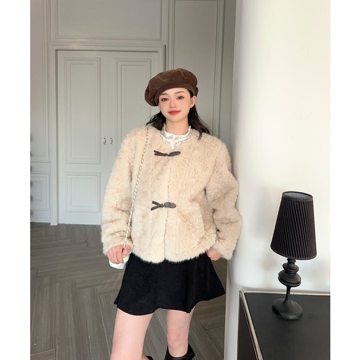 【Jasmine】ノーカラーショートボアコート | aimoha  | 詳細画像9 