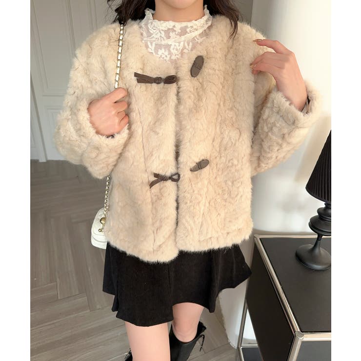 【Jasmine】ノーカラーショートボアコート | aimoha  | 詳細画像8 