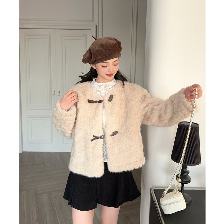 【Jasmine】ノーカラーショートボアコート | aimoha  | 詳細画像11 