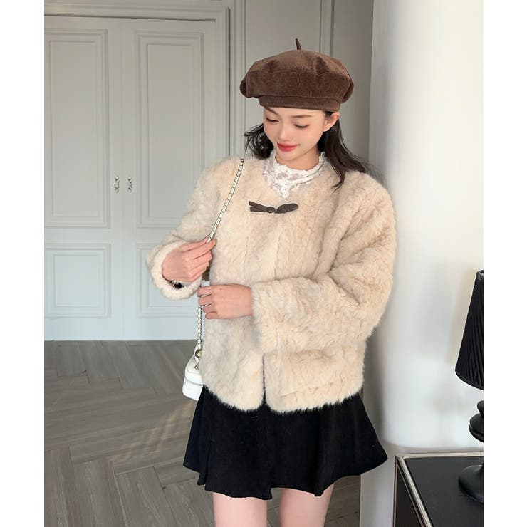 【Jasmine】ノーカラーショートボアコート | aimoha  | 詳細画像7 