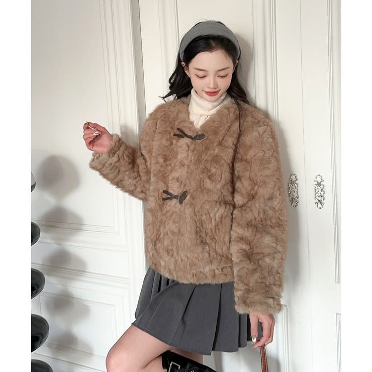 【Jasmine】ノーカラーショートボアコート | aimoha  | 詳細画像3 