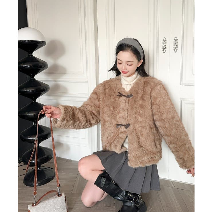 【Jasmine】ノーカラーショートボアコート | aimoha  | 詳細画像4 