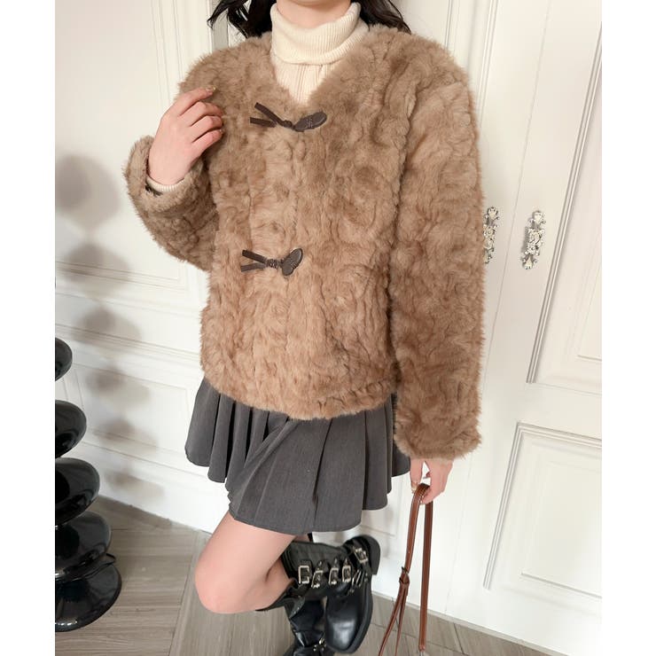 【Jasmine】ノーカラーショートボアコート | aimoha  | 詳細画像5 