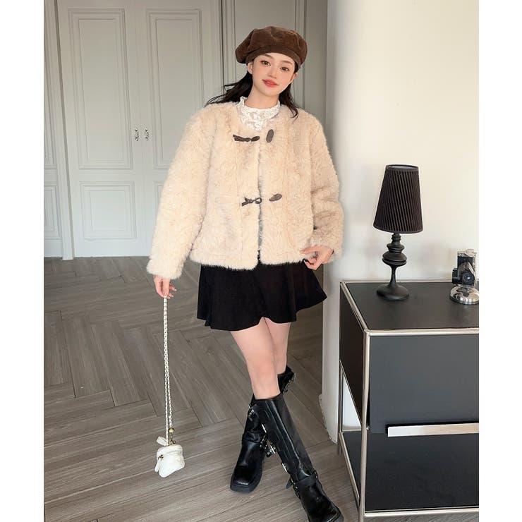 【Jasmine】ノーカラーショートボアコート | aimoha  | 詳細画像10 